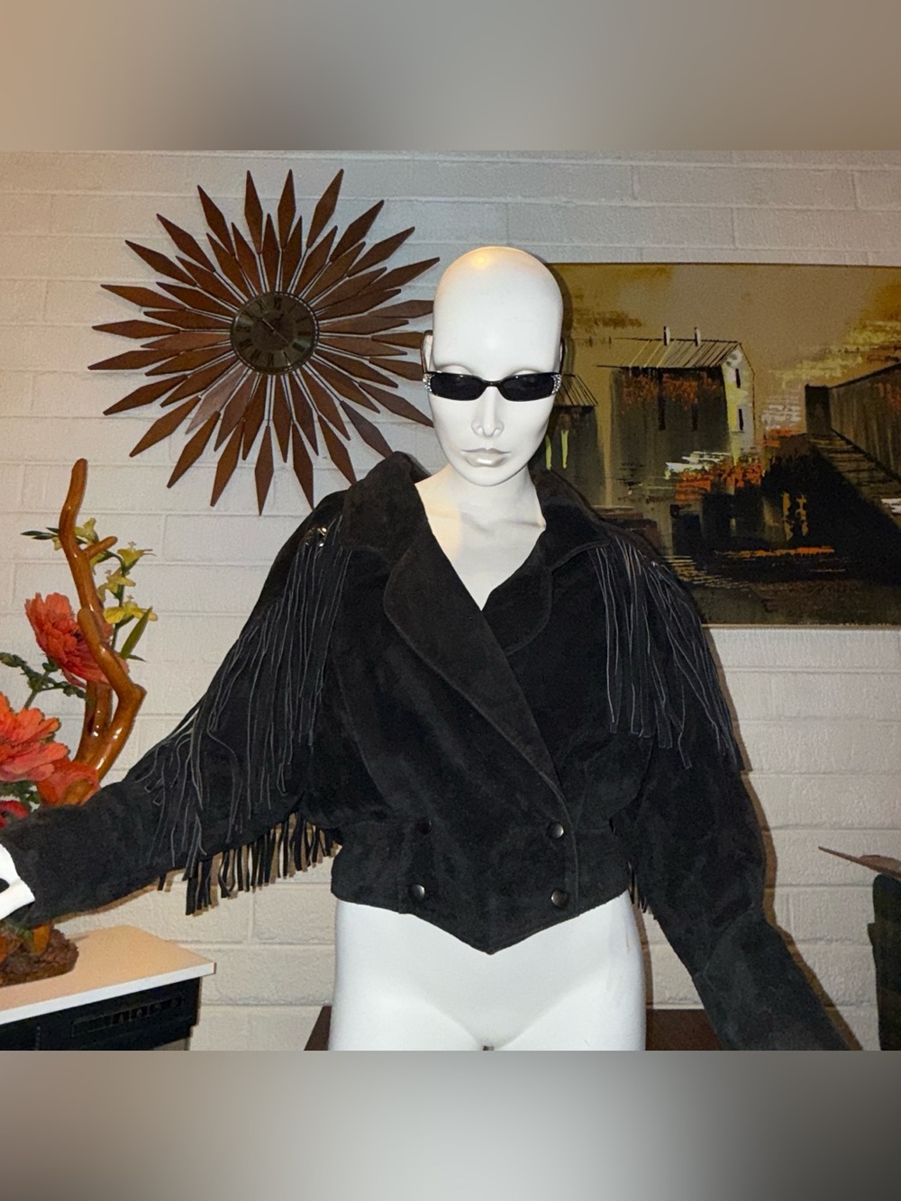 American Vintage Black Suede Fringe Jacket